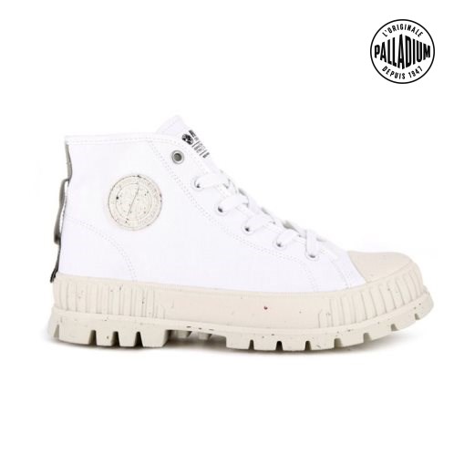 Bottes Palladium Pallashock Mid Organic Homme Blanche | FR RPT845Q